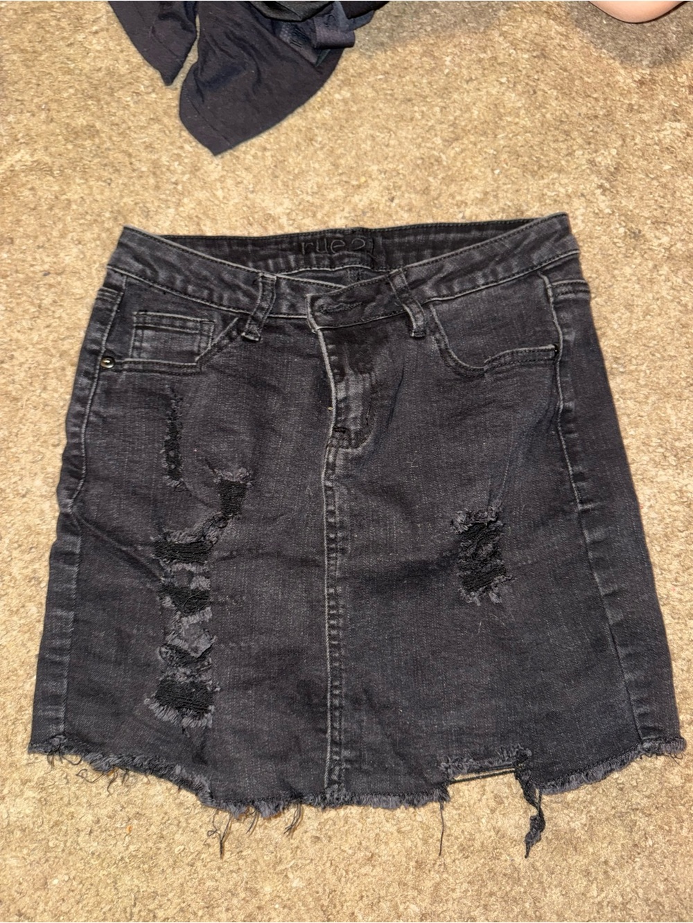 Rue21 Distressed Black Denim Mini Skirt